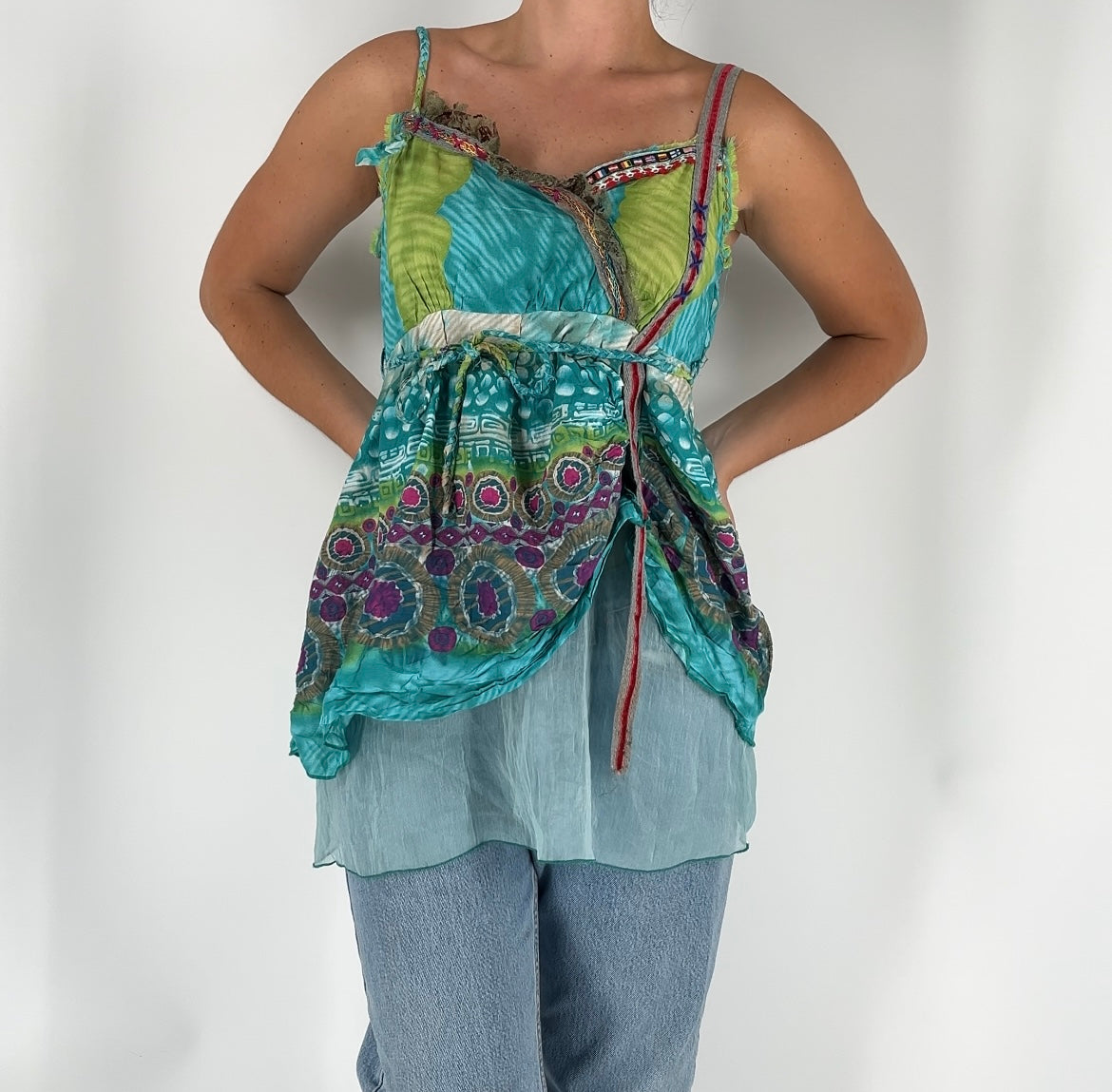 Abstract Print Mixed Media Top