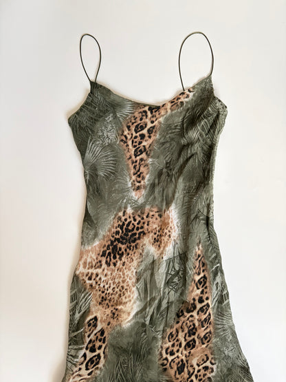 Euro Made in France Leopard Print Dress with Ruffle Hem