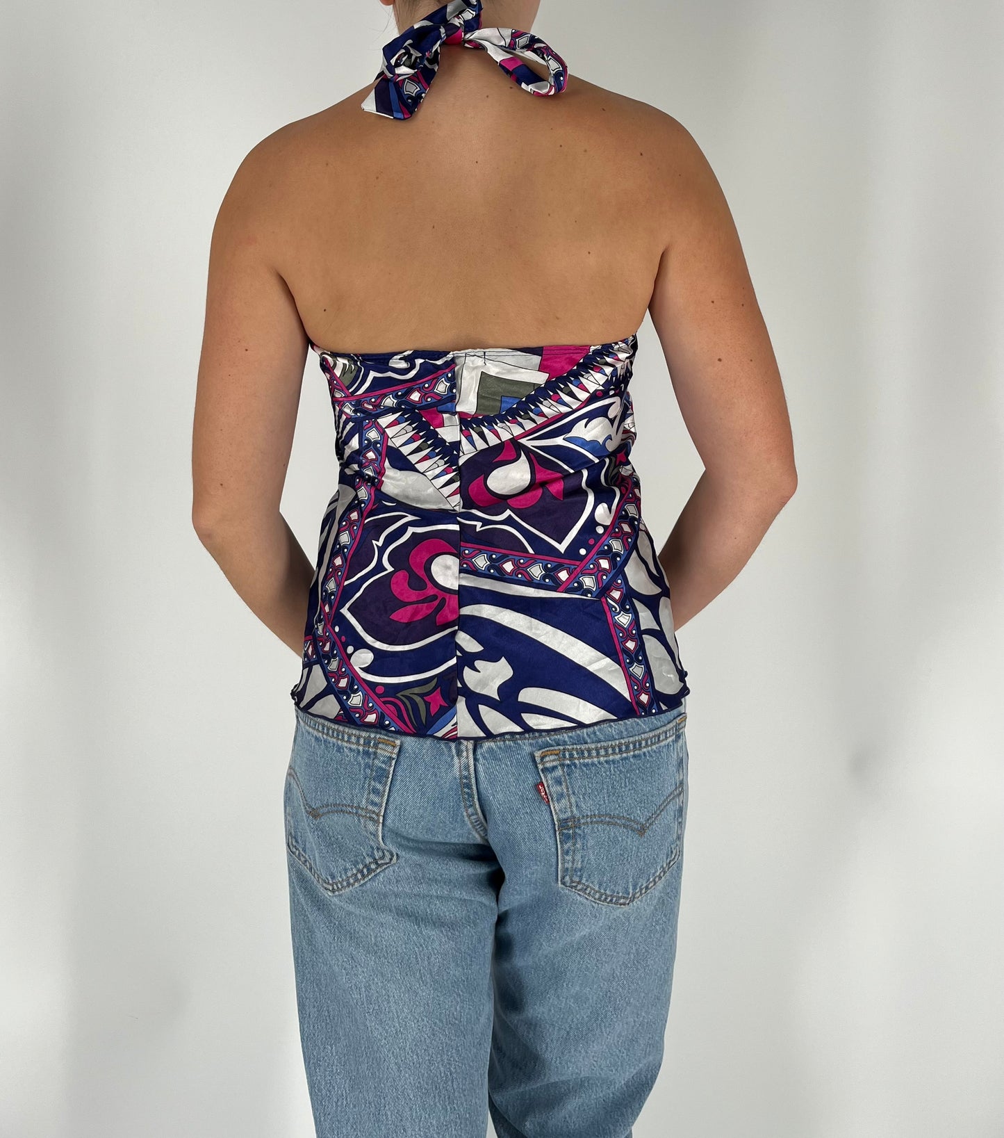 Pucci-Style Satin Halter Tank