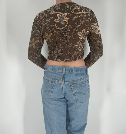 Made in Italy Floral Cardigan With Glitter