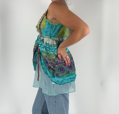 Abstract Print Mixed Media Top