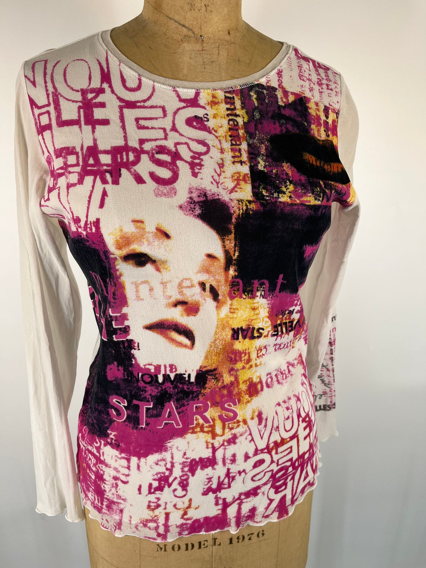 Graphic Mesh Long Sleeve Top