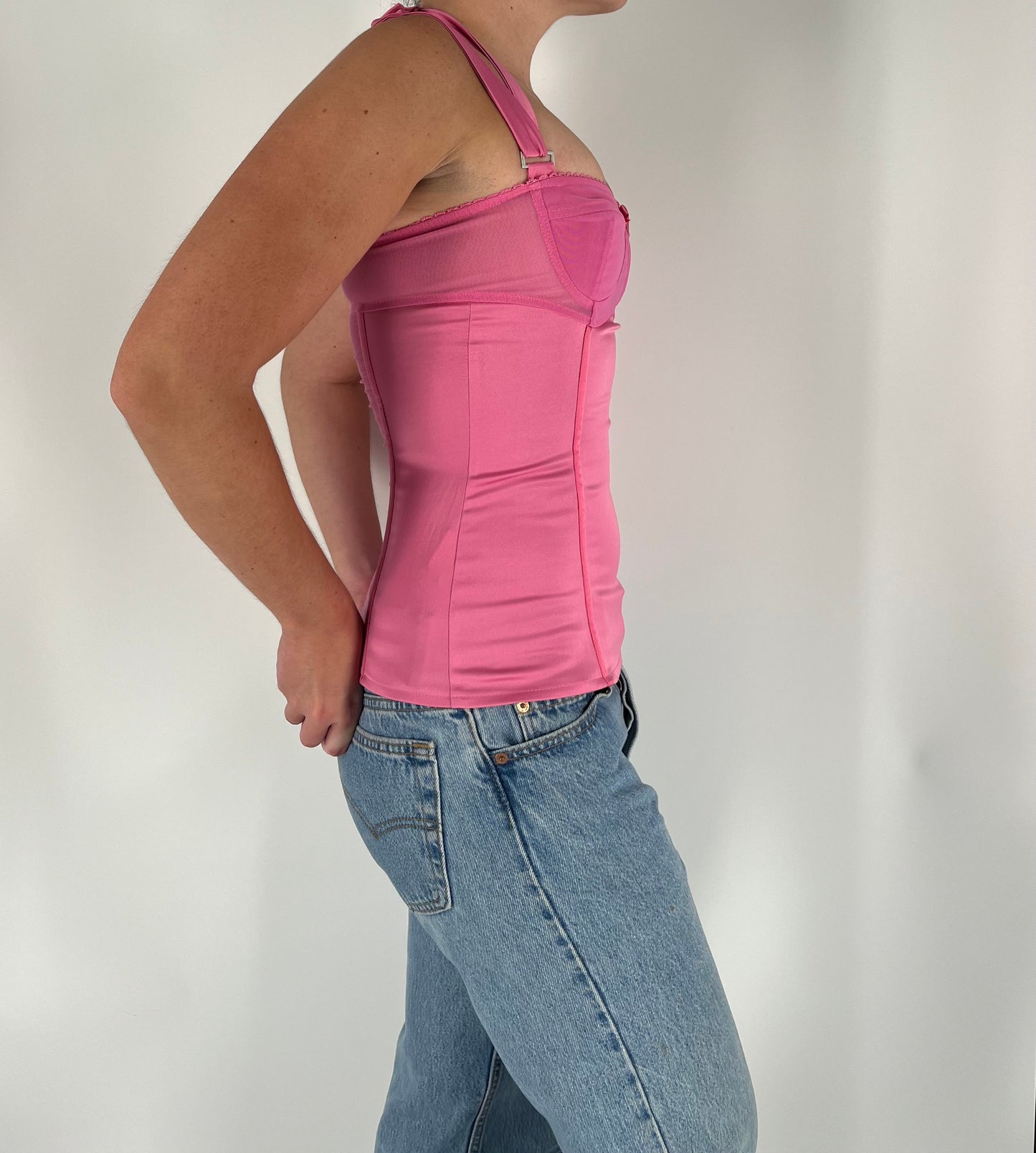 Made in Italy Satin Corset with Romantic Neckline