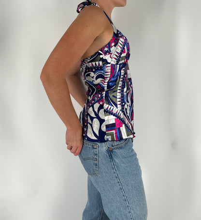 Pucci-Style Satin Halter Tank