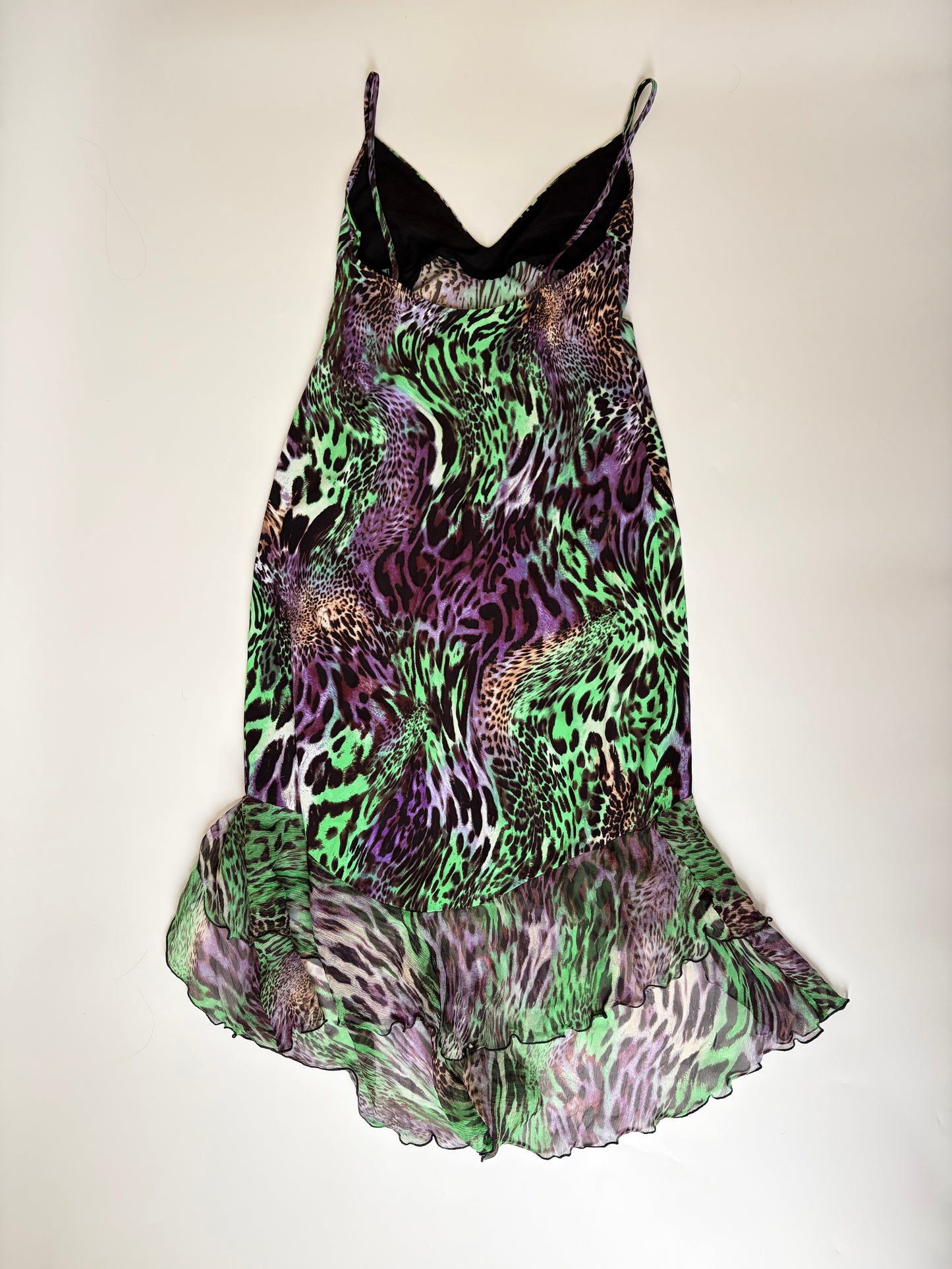 Made in Italy Animal Print Dress with Silk Ruffles