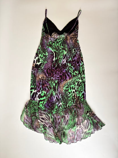 Made in Italy Animal Print Dress with Silk Ruffles