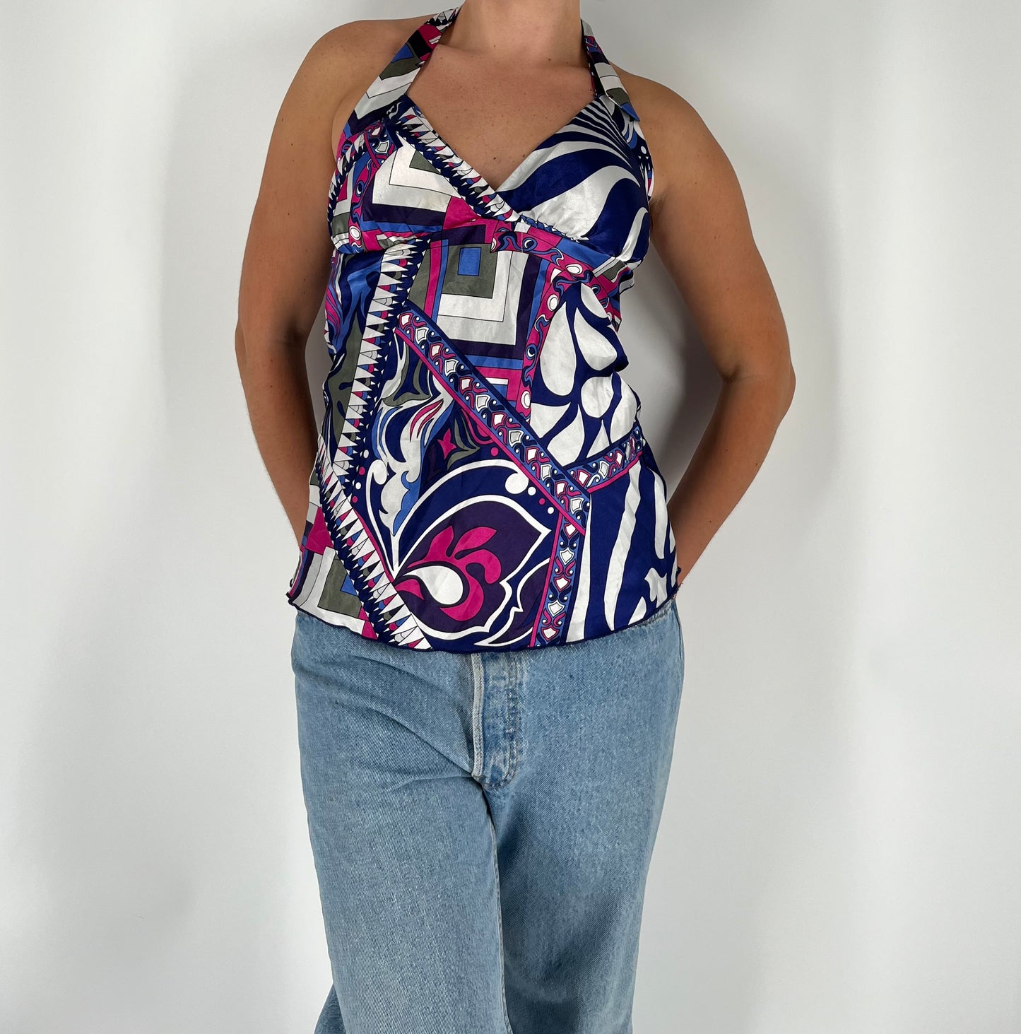 Pucci-Style Satin Halter Tank