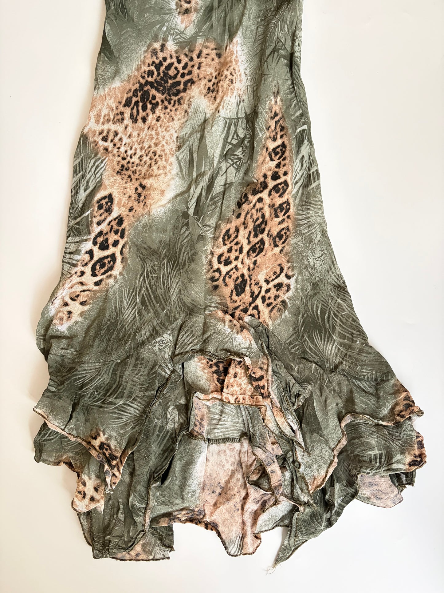 Euro Made in France Leopard Print Dress with Ruffle Hem