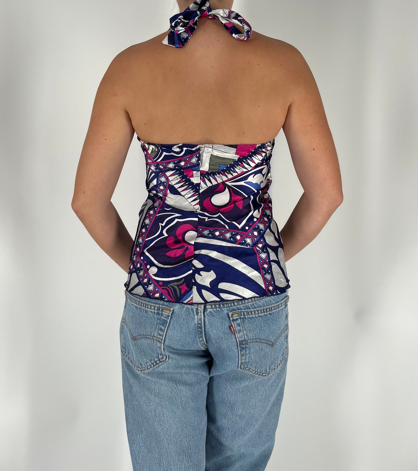 Pucci-Style Satin Halter Tank