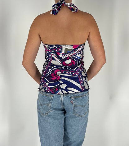 Pucci-Style Satin Halter Tank