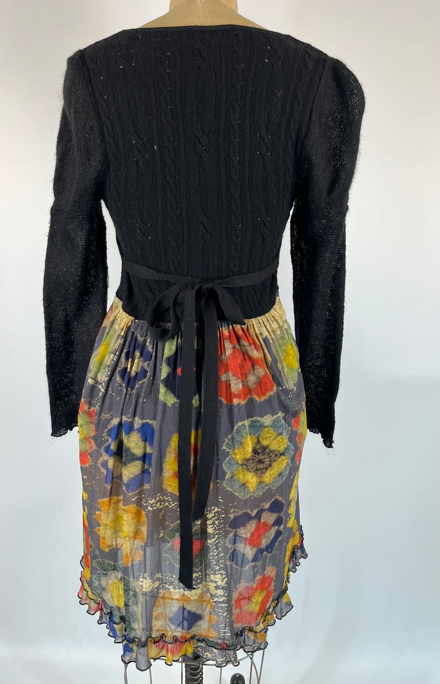 Unique Watercolor Print and Knit Sweater Dress