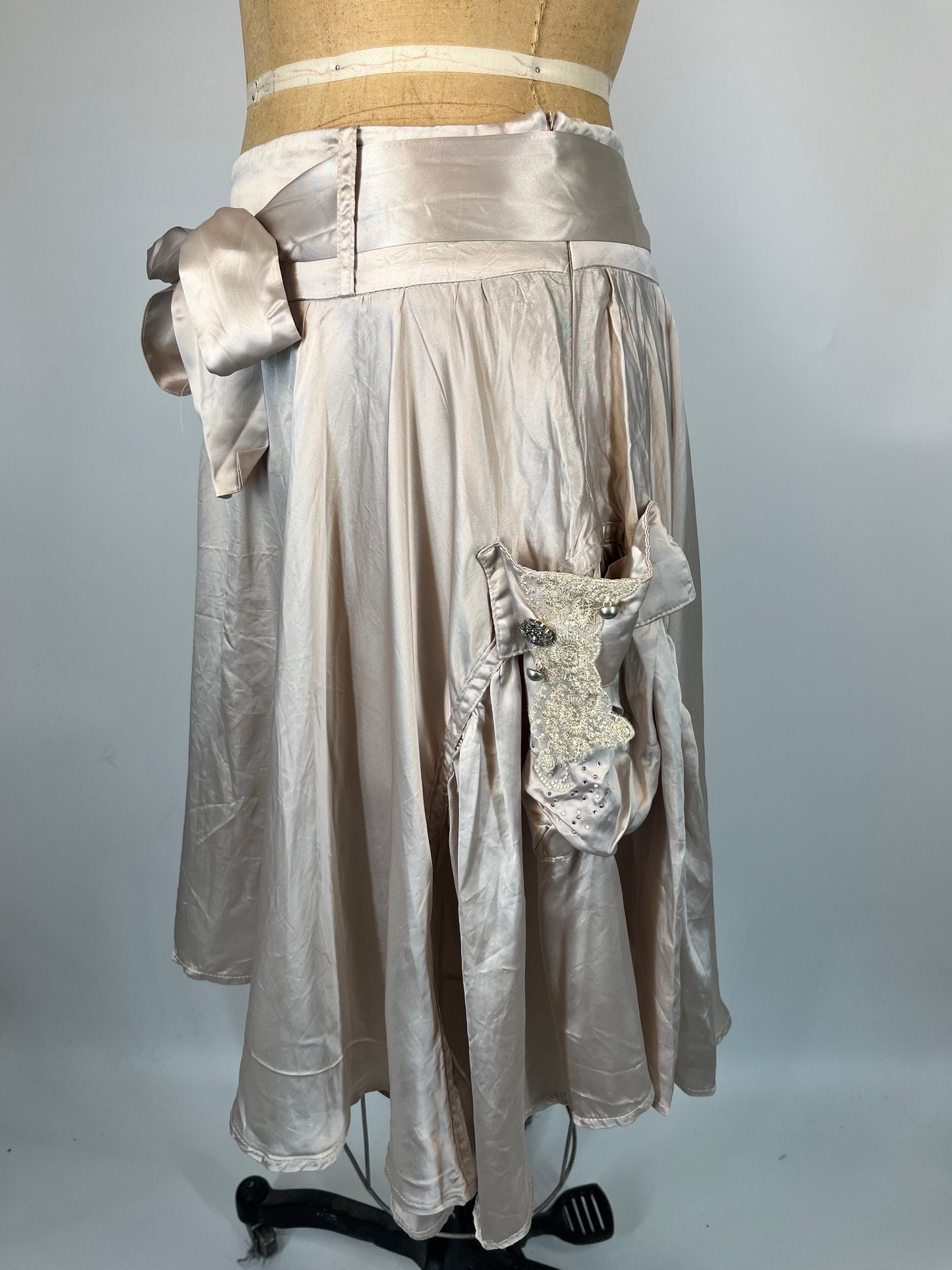 River Island Satin Skirt with Cargo Pockets, Embellishments and Belt