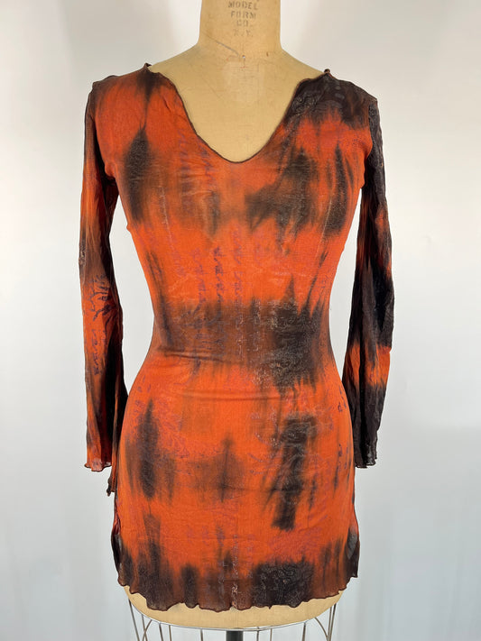 Mesh Tie Dye Long Sleeve Tunic