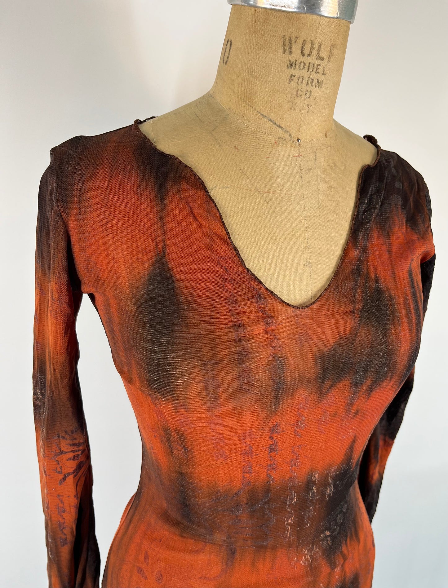 Mesh Tie Dye Long Sleeve Tunic