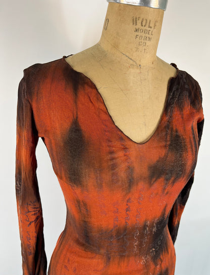 Mesh Tie Dye Long Sleeve Tunic