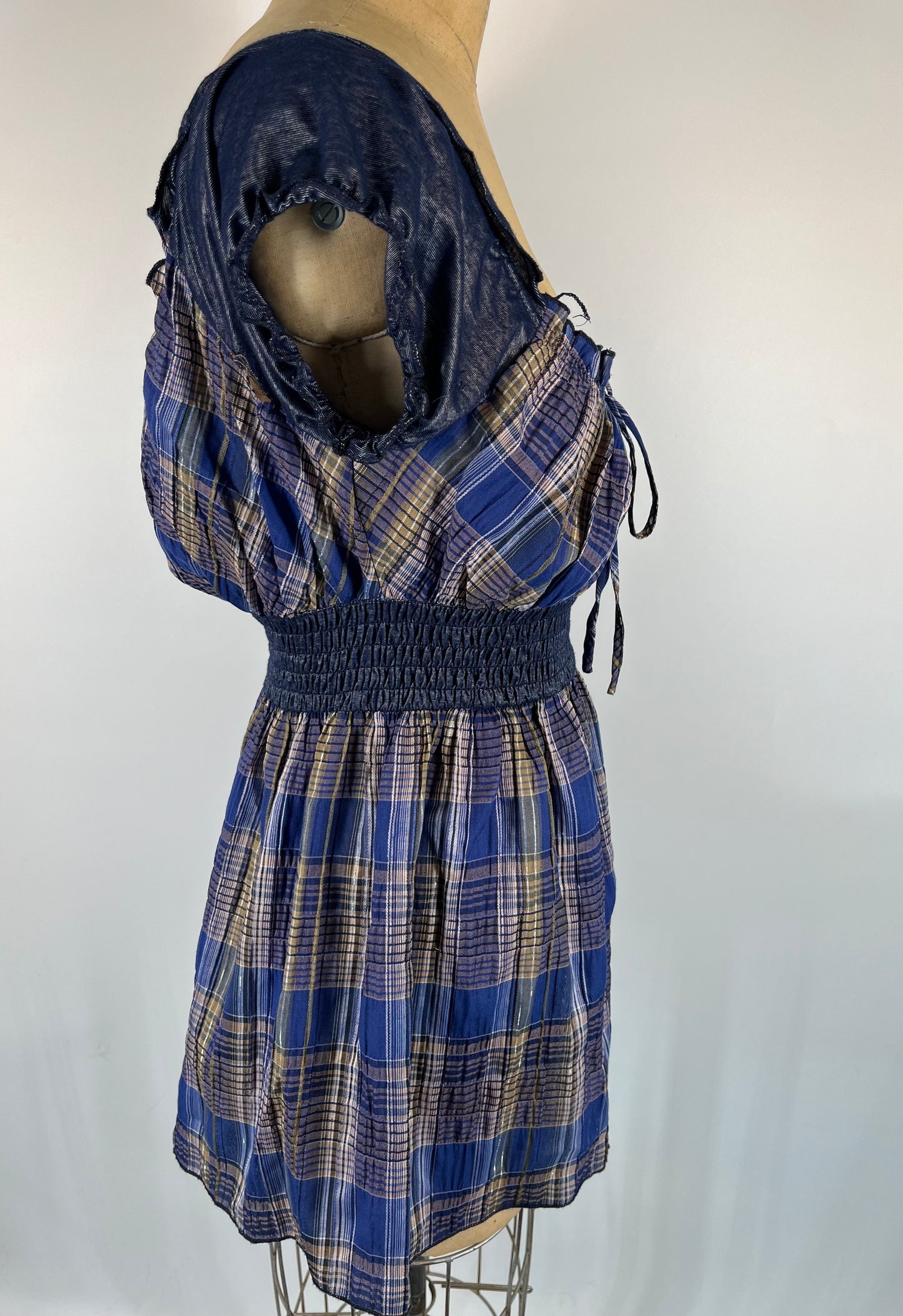 Plaid Top With Ruched Waist