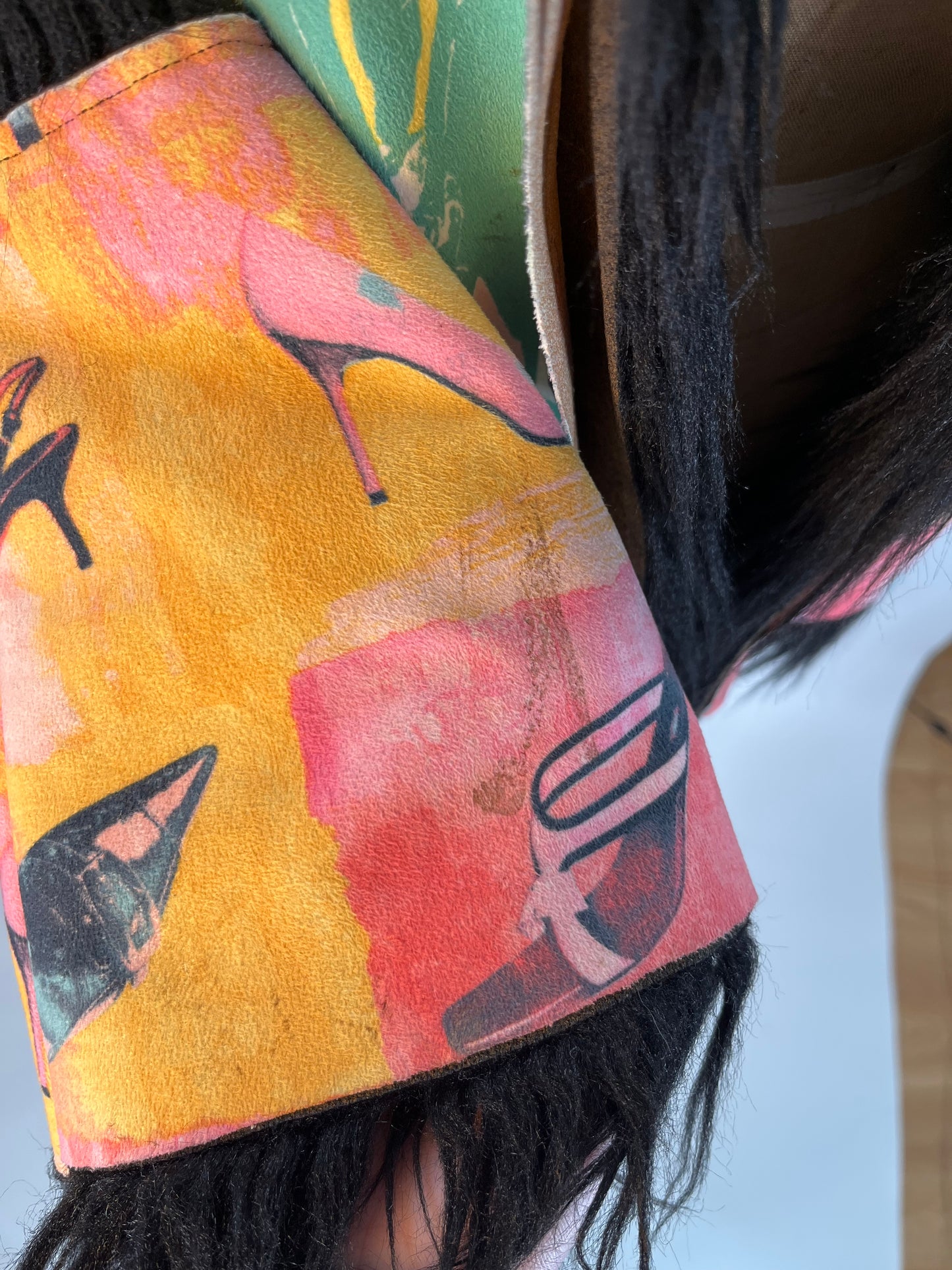 Pop Art Print Fur Sweater Jacket