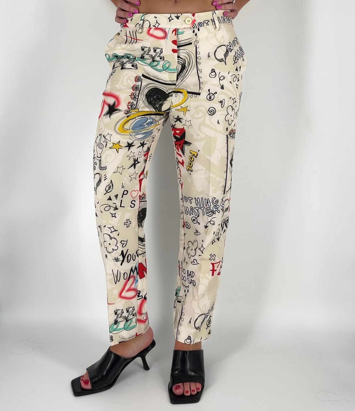 Made in Italy Graffiti Print Dress Pants