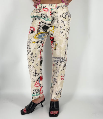 Made in Italy Graffiti Print Dress Pants