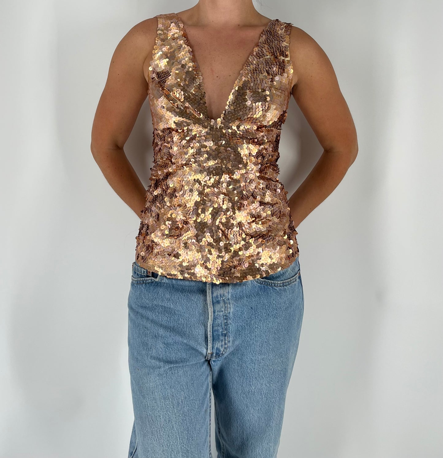 Made in Italy Gold Sequin Tank
