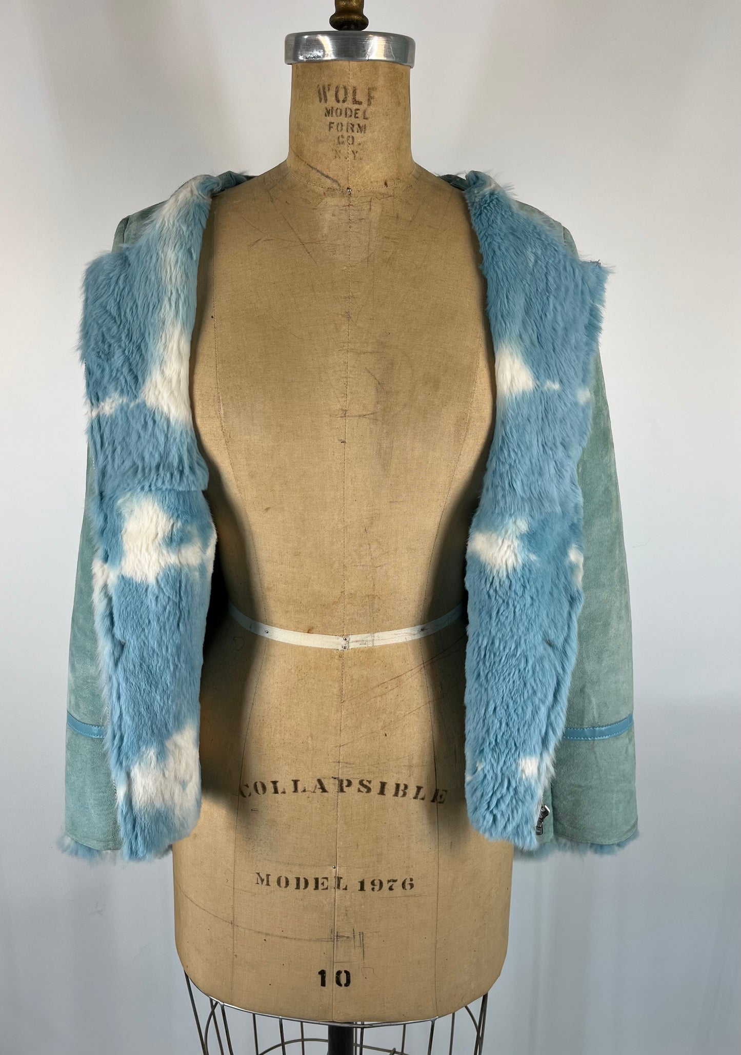 Genuine Leather and Rabbit Fur Jacket With Raw Hem Collar