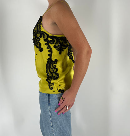 100% Silk Handmade Tank With Appliqués and Gems