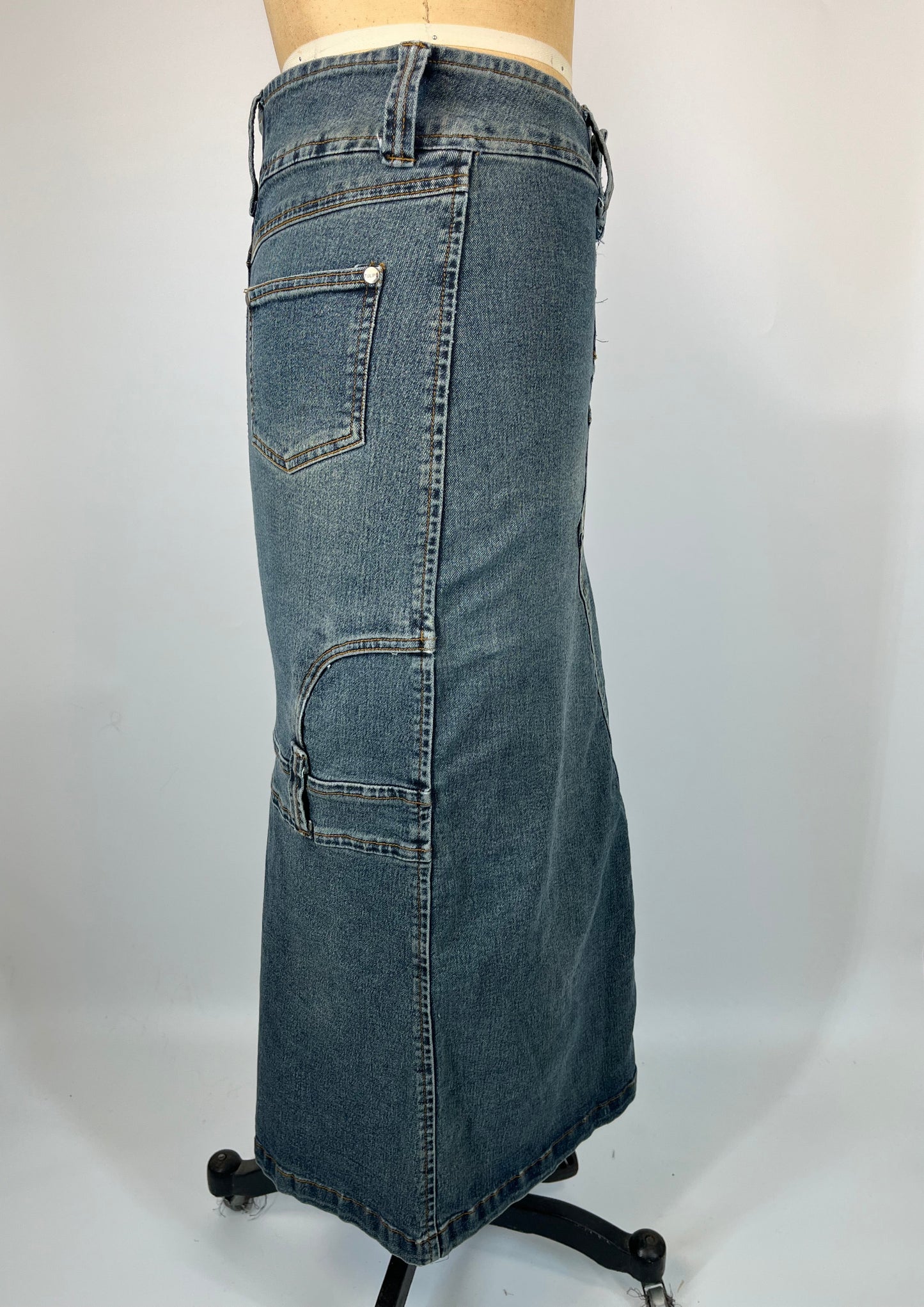 Irregular Denim Maxi Skirt