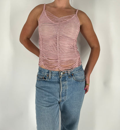 Morgan De Toi Slinky Crochet Tank With Beaded Accents