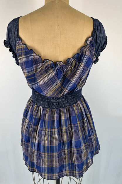 Plaid Top With Ruched Waist