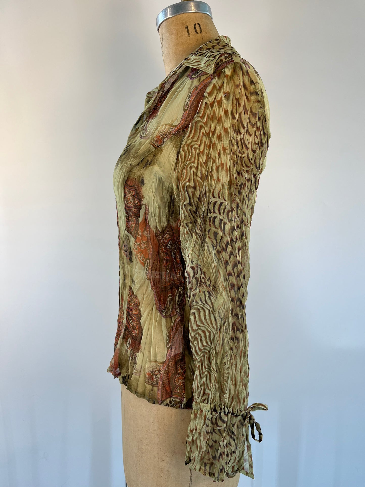 Sheer Button Up With Paisley Print