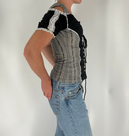 100% Cotton Milkmaid Top With Shoulder Cut Out Detail