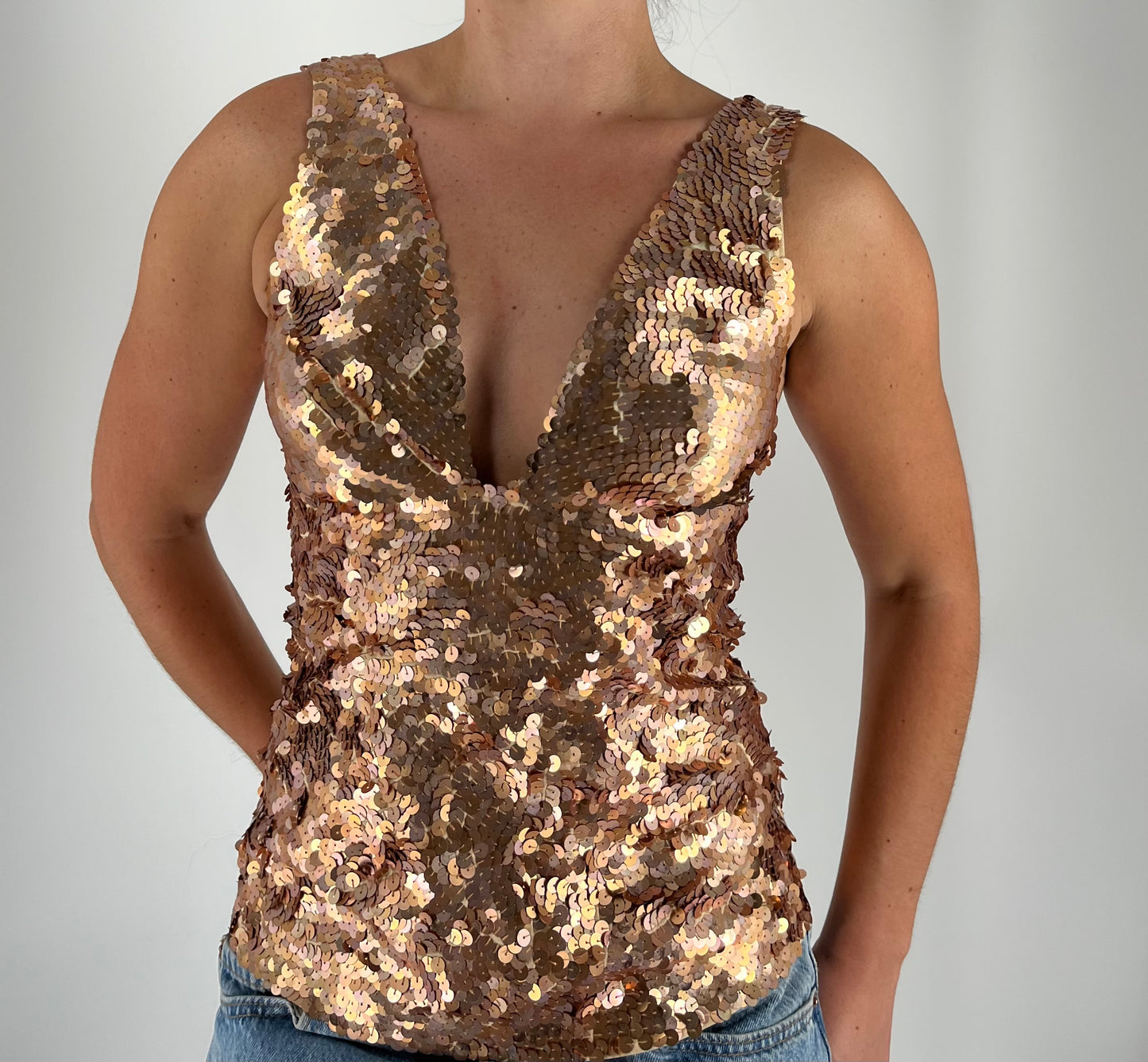 Made in Italy Gold Sequin Tank