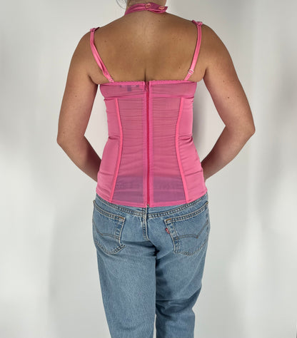 Made in Italy Satin Corset with Romantic Neckline