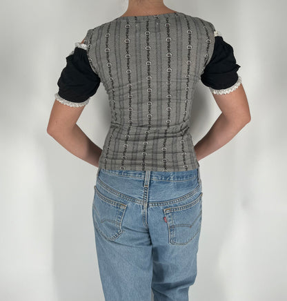 100% Cotton Milkmaid Top With Shoulder Cut Out Detail