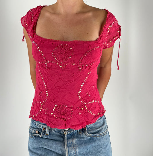 Made in India Sequin Top With Delicate Tie Details