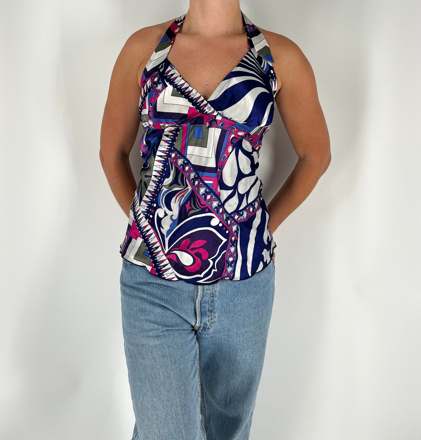 Pucci-Style Satin Halter Tank