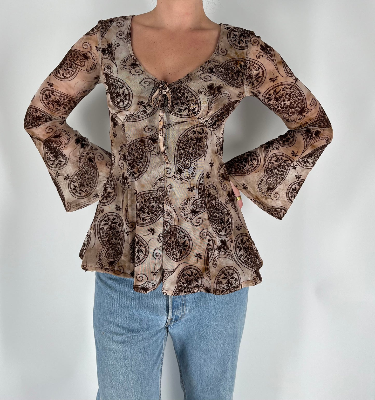 Paisley Long Sleeve With Bell Sleeves and a Babydoll Bodice
