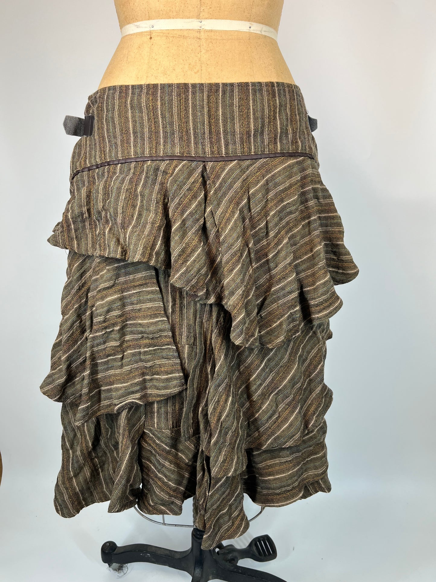 Pirate Style Striped Skirt With Buckle Detail and Adjustable Waist