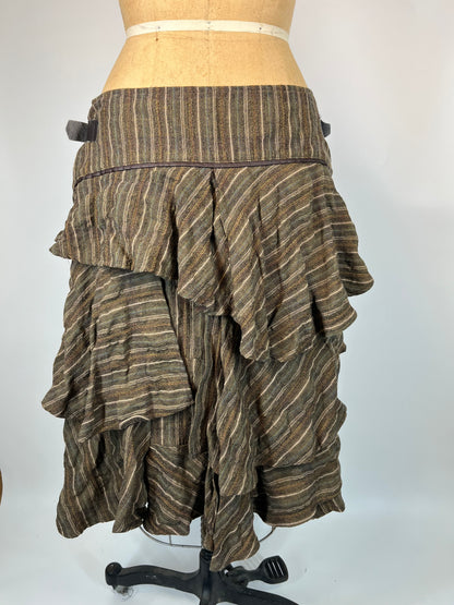 Pirate Style Striped Skirt With Buckle Detail and Adjustable Waist