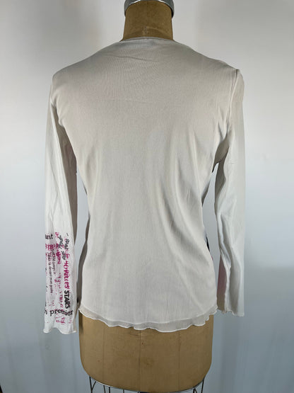 Graphic Mesh Long Sleeve Top