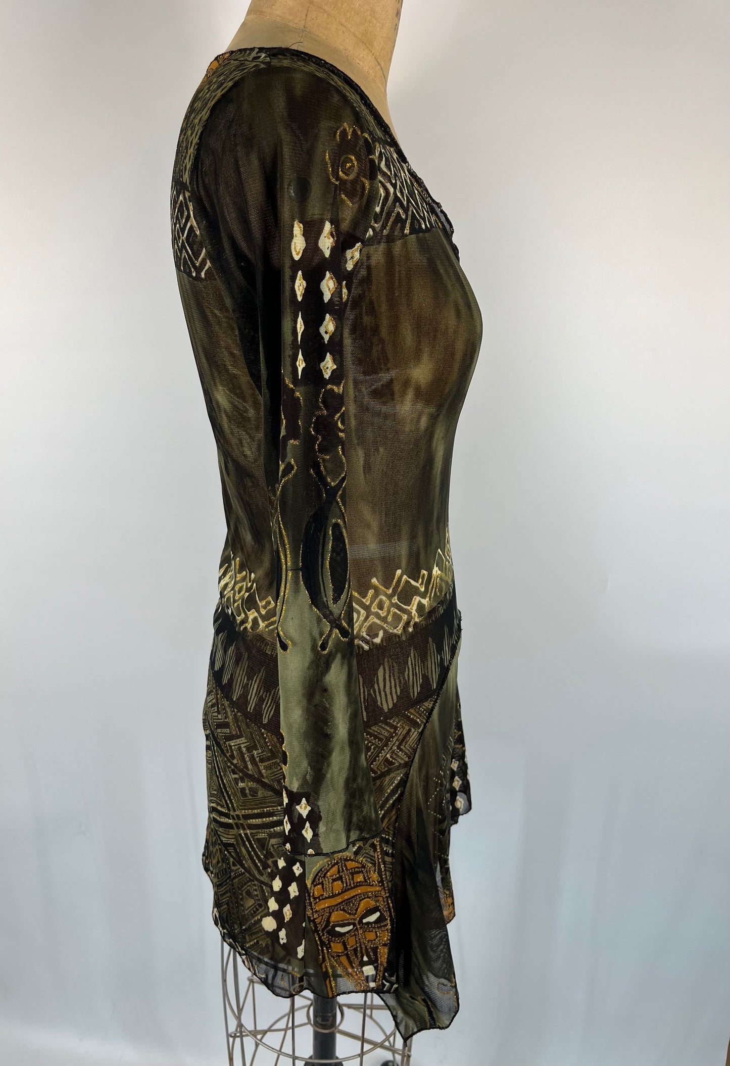 Mesh Printed Tunic With Sparkles