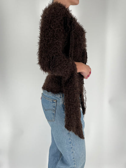 Made in France Rare Zone Bleue Sweater With Rosette, Flare Sleeves, Coin Accents and Illusion Lace Cami Underneath