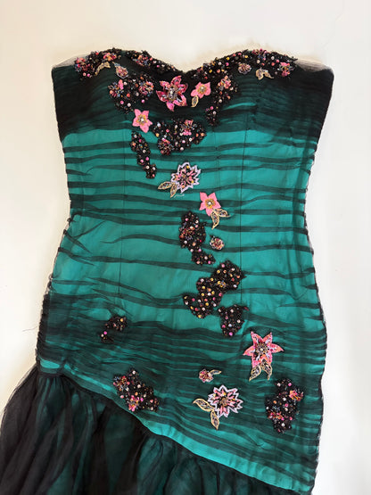 Euro Tulle Formal Dress with Floral Appliques