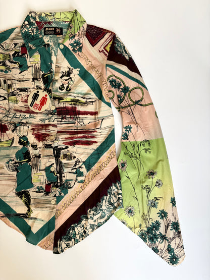 Deadstock Jean Paul Gaultier (JPG JEANS) Asymmetrical Sleeve Paris Button Up Shirt Made in Italy 100% Cotton