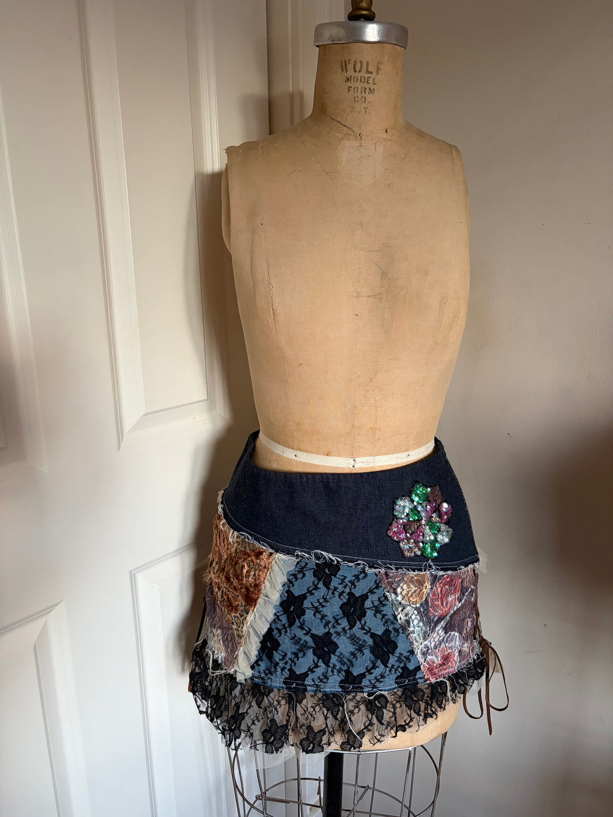 One of a Kind Patchwork Mini Skirt