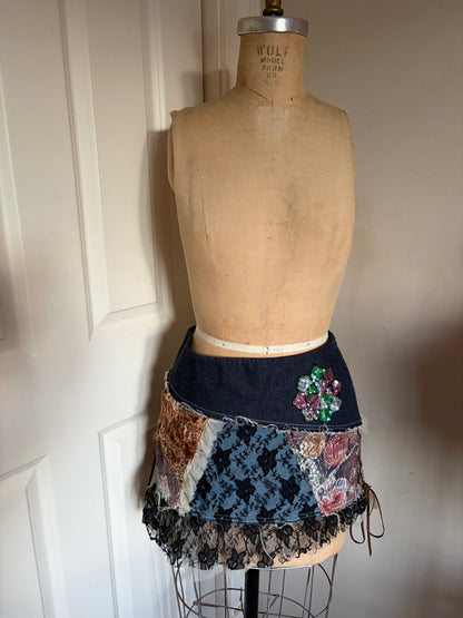 One of a Kind Patchwork Mini Skirt