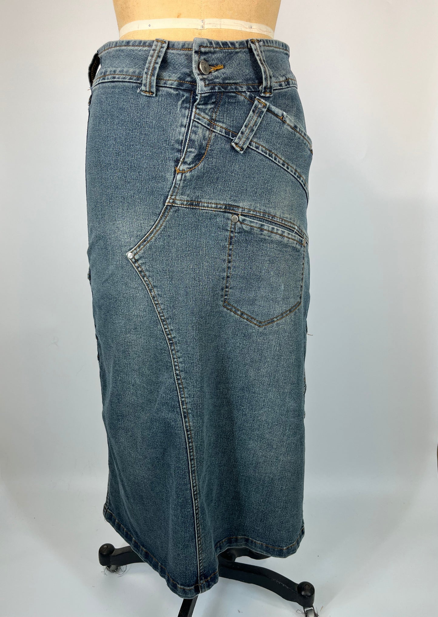 Irregular Denim Maxi Skirt