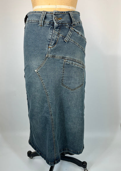 Irregular Denim Maxi Skirt