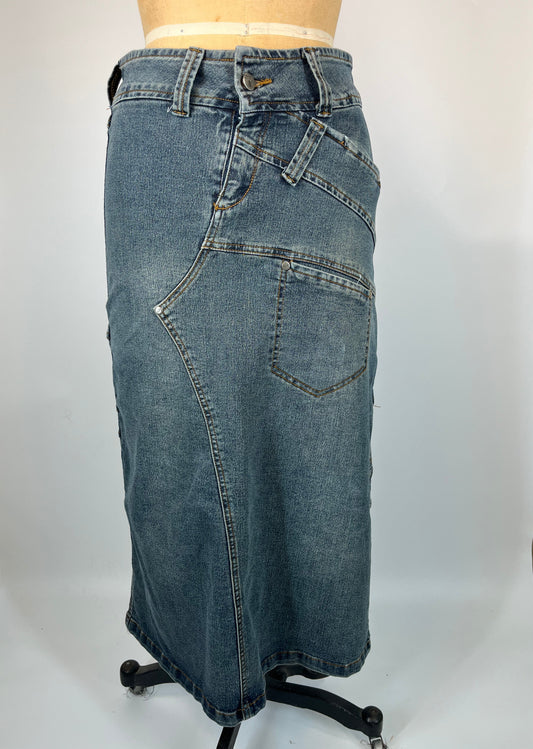 Irregular Denim Maxi Skirt