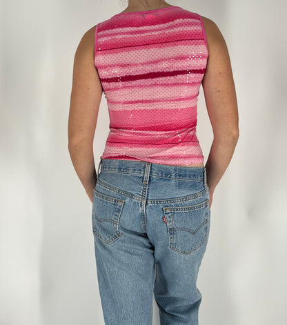 Retro Striped Tank With Subtle Shine